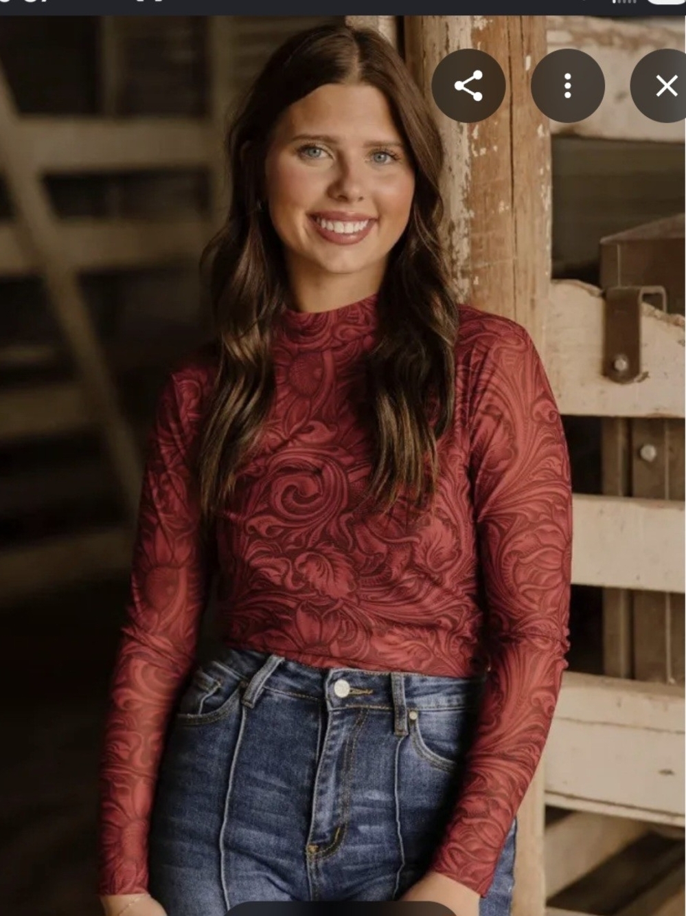 NWT Tooled In Red Mesh Top.  Sterling Kreek